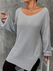  Casual Sweater Women's Solid Long Sleeve Loose Pullover Jumper