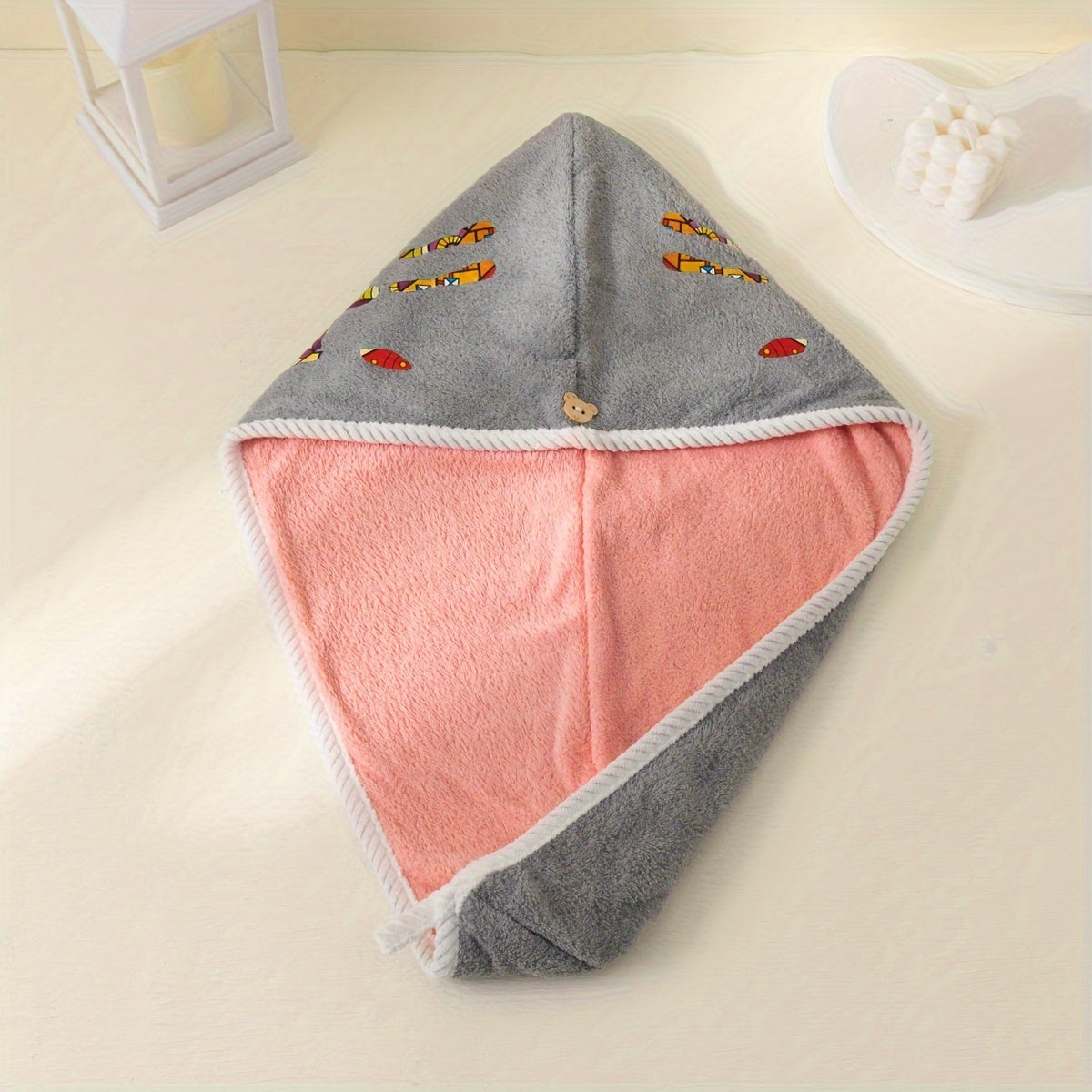 Colorful Palm Pattern Hair Drying Cap Soft Towel