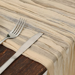 Polyester Table Runner Beige Balinese Pleated Solid Table Cover