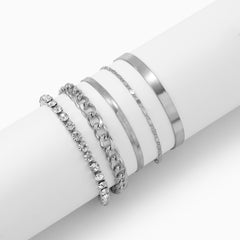 5 Pcs Sparkling Faux Diamond Women Bracelet Set