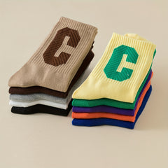 10 Pairs Letter Print Socks, Women's Mid Tube Stockings & Hosiery