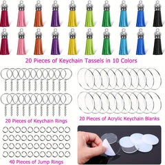 Acrylic Keychain Blanks Set with Hardware Supplies