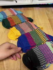 5 Pairs Geometric Pattern Socks Colorblock Warm Stockings