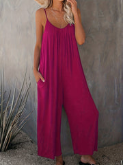  V Neck Wide Leg Summer Jumpsuit