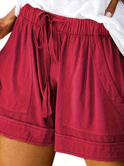  Solid Drawstring Shorts With Pockets