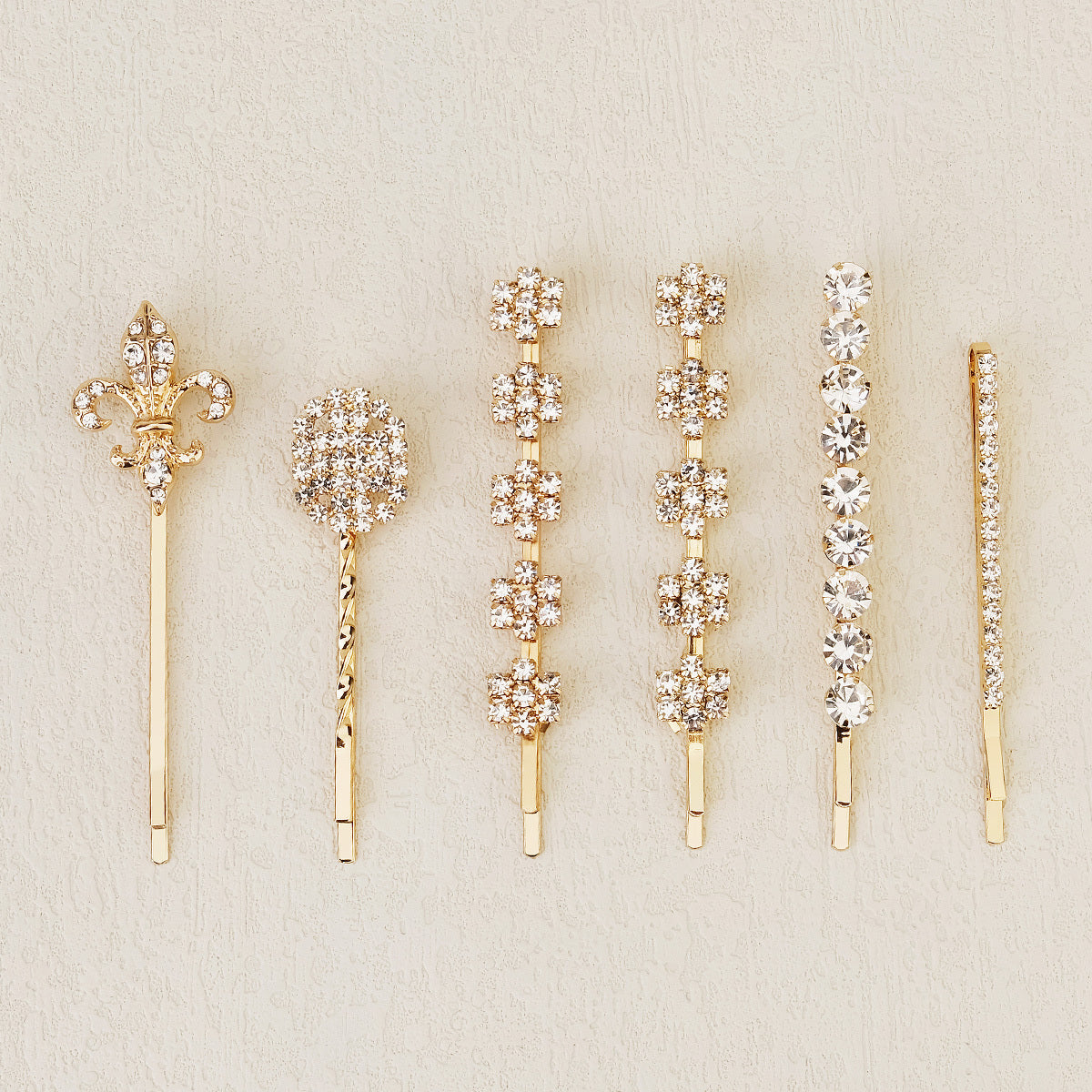 6pcs Golden Rhinestone Hairpin Wedding Hair Clip