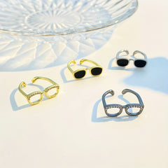Adjustable Glass Ring 14k Plated Couple Ring