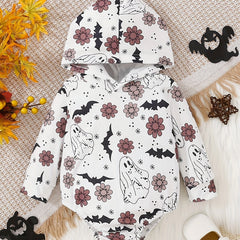 Halloween Baby Hooded Romper Cartoon Print