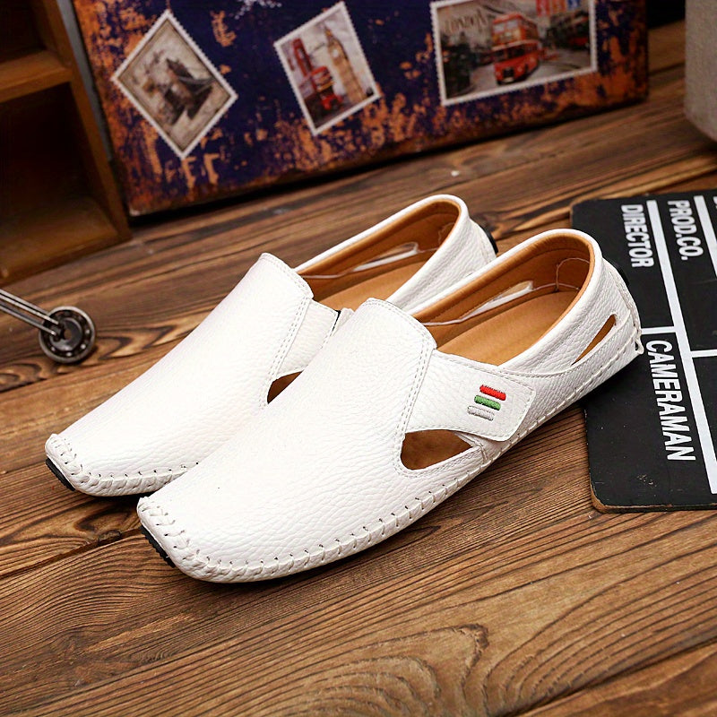 Men's Stitched Cut Out Slip On Loafers, Casual Outdoor Walking Shoes