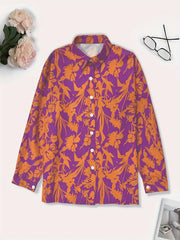Women's Plus Floral Print Button Up Blouse & Shorts Set