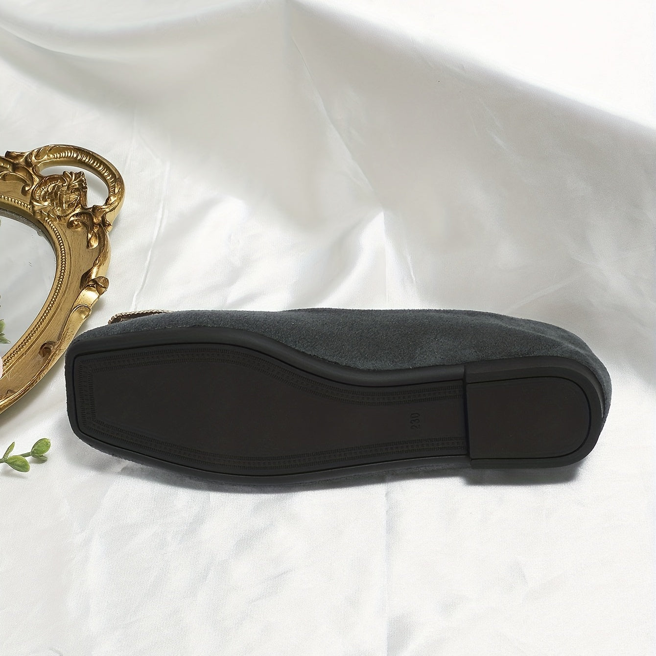 Women's Square Toe Ballet Flats with Rhinestone Buckle