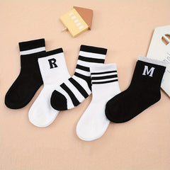 5 Pairs Boys Casual Knit Socks Thin Mesh Breathable Soft Seamless Toe Socks