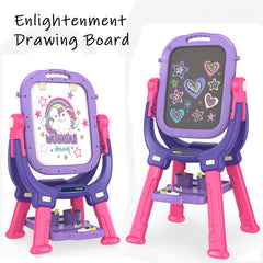 Kids Adjustable Standing Art Easel with Magnetic Drawing Board