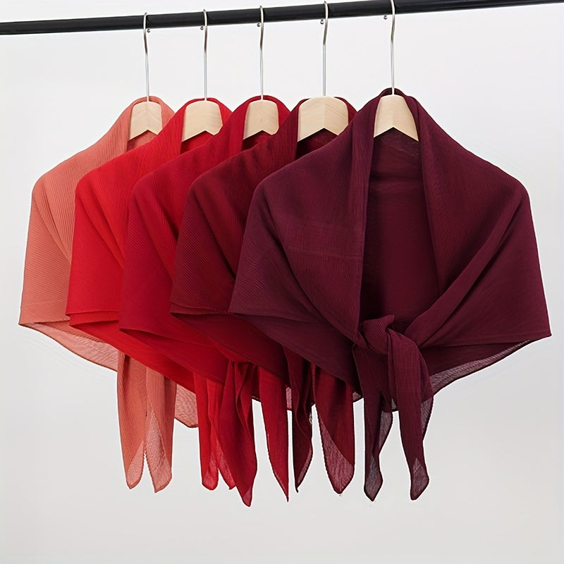 Solid Chiffon Scarf Pleated Hijab Shawl Head Wrap Scarves