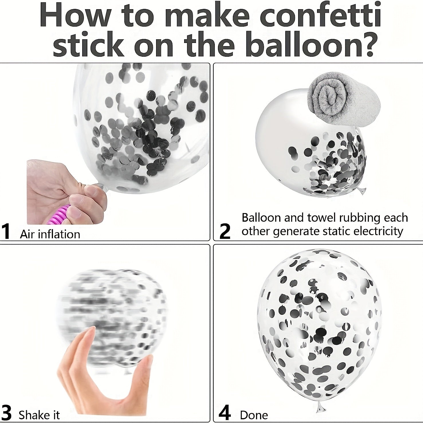 60 Matte Silver & Confetti Balloons 12" Birthday Wedding