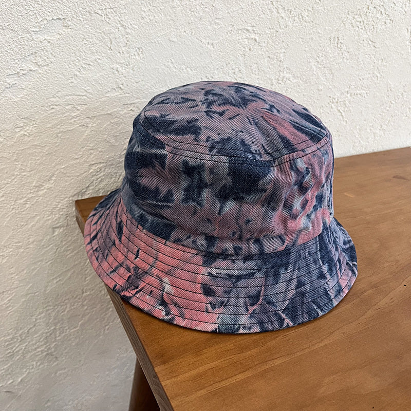 Distressed Denim Bucket Hat Tie Dye Sunscreen Fisherman Cap