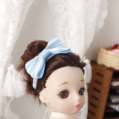 Doll House Hair Bands & Polka Dot Check Fabric - DIY Doll Decor