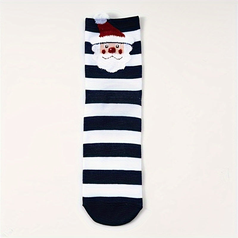 4 Pairs Christmas Print Socks Women's Stockings Comfy & Mid Tube Hosiery