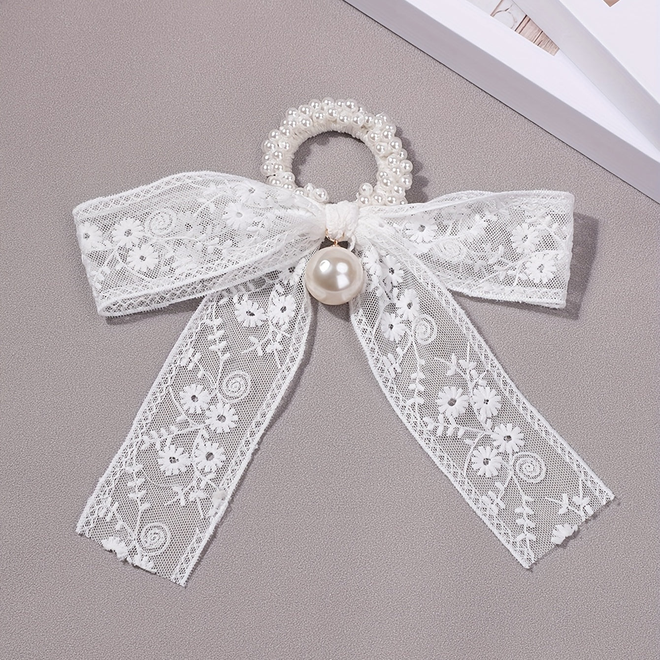 Sweet Floral Embroidered Hair Scrunchie