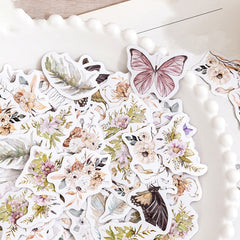46pcs B137 Butterfly Series Sticker Boxed Full blown Flowers Falling