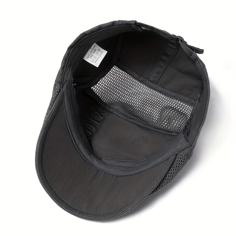 Men's Summer Beret Mesh Cap Sun Visor Flat Cap Adjustable Newsboy Cap