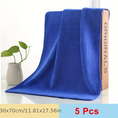 5pcs 30x70cm Soft Microfiber Car Wash Towel - No Scratch