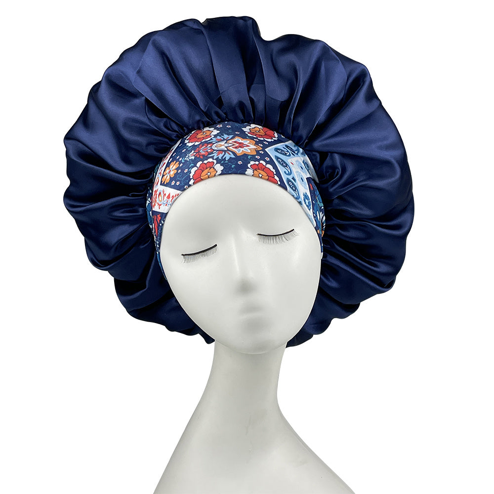 Printed Silk Wide Side Ladies Sleeping Cap