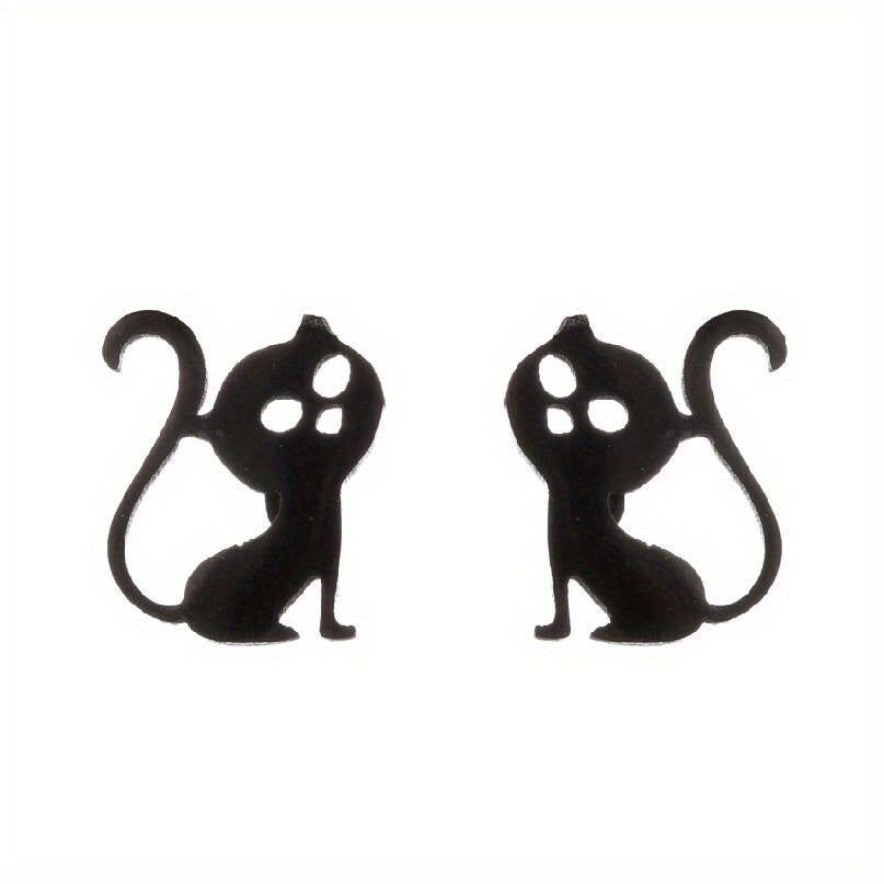 2pcs Men's Stainless Steel Mini Stud Earrings For Students