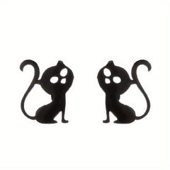 2pcs Men's Stainless Steel Mini Stud Earrings For Students