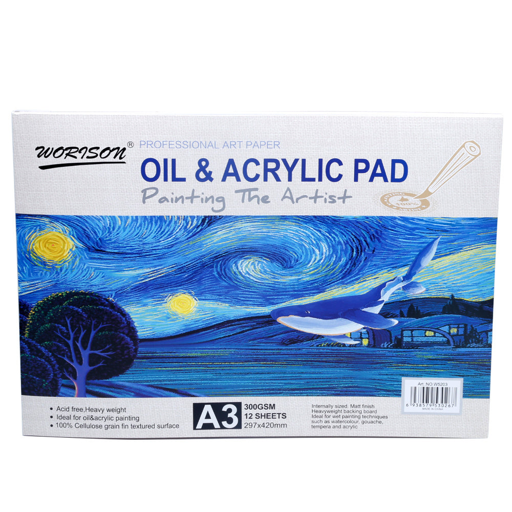 12 Sheets 300gsm Mix Media & Acrylic Paper Pad