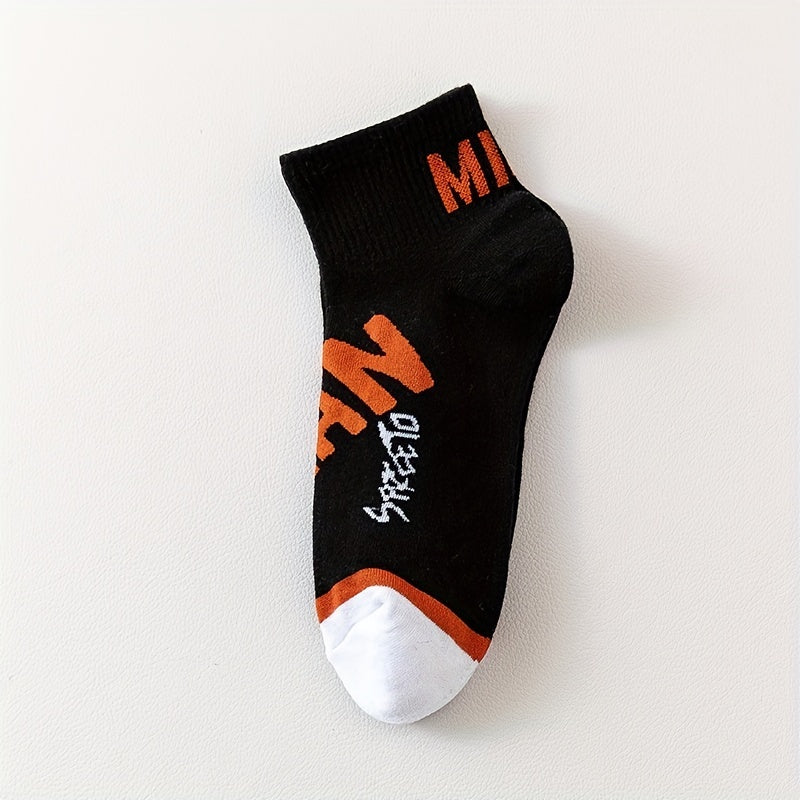 Men's Letter Pattern Crew Socks Breathable Comfy Casual Unisex Socks