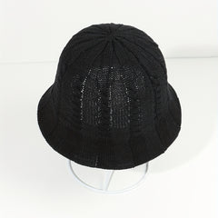 Ribbed Knitted Bucket Hat Solid Basin Hat Casual Sunscreen Travel Beach Hat