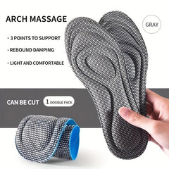 1 Pair 5D Grey Sports Insoles Memory Foam Orthopedic Anti Odor High Elastic