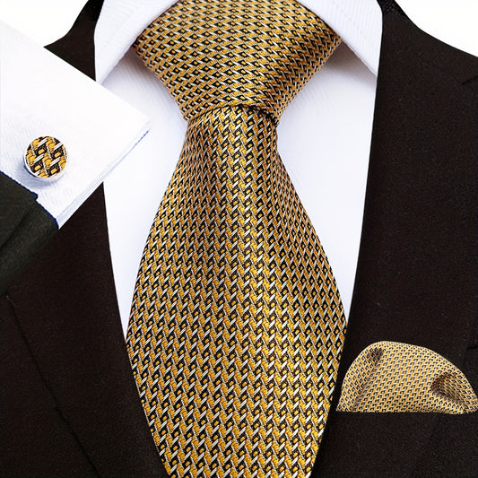 Men's Paisley Floral Necktie Set with Handkerchief and Clip