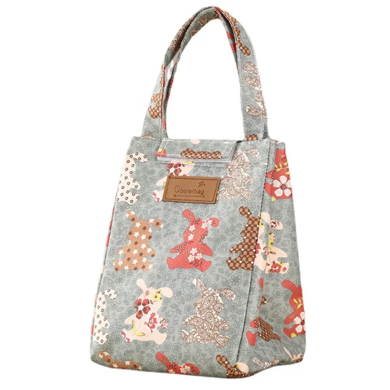 Mini Portable Insulated Tote Bag for Women Lunch Box Student Handbag