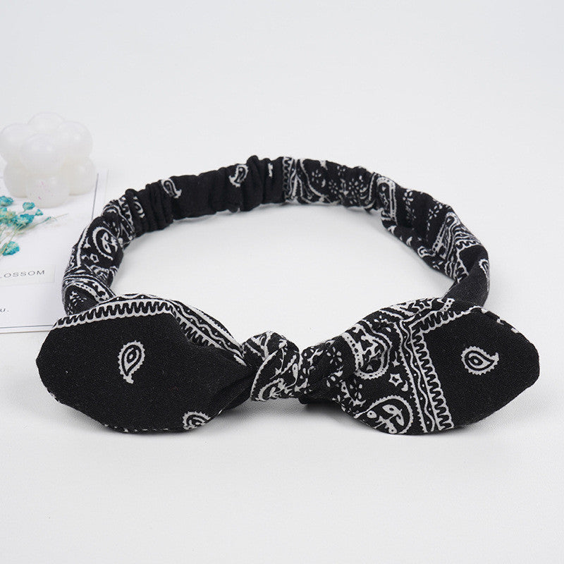 Women Suede Soft Print Headbands Vintage Cross Knot Hair Bands