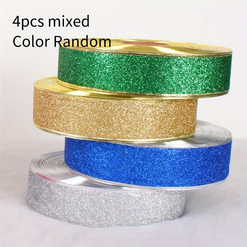 4pcs Powder Ribbon Christmas Tree Decoration Gift Packaging With Butterfly Knots