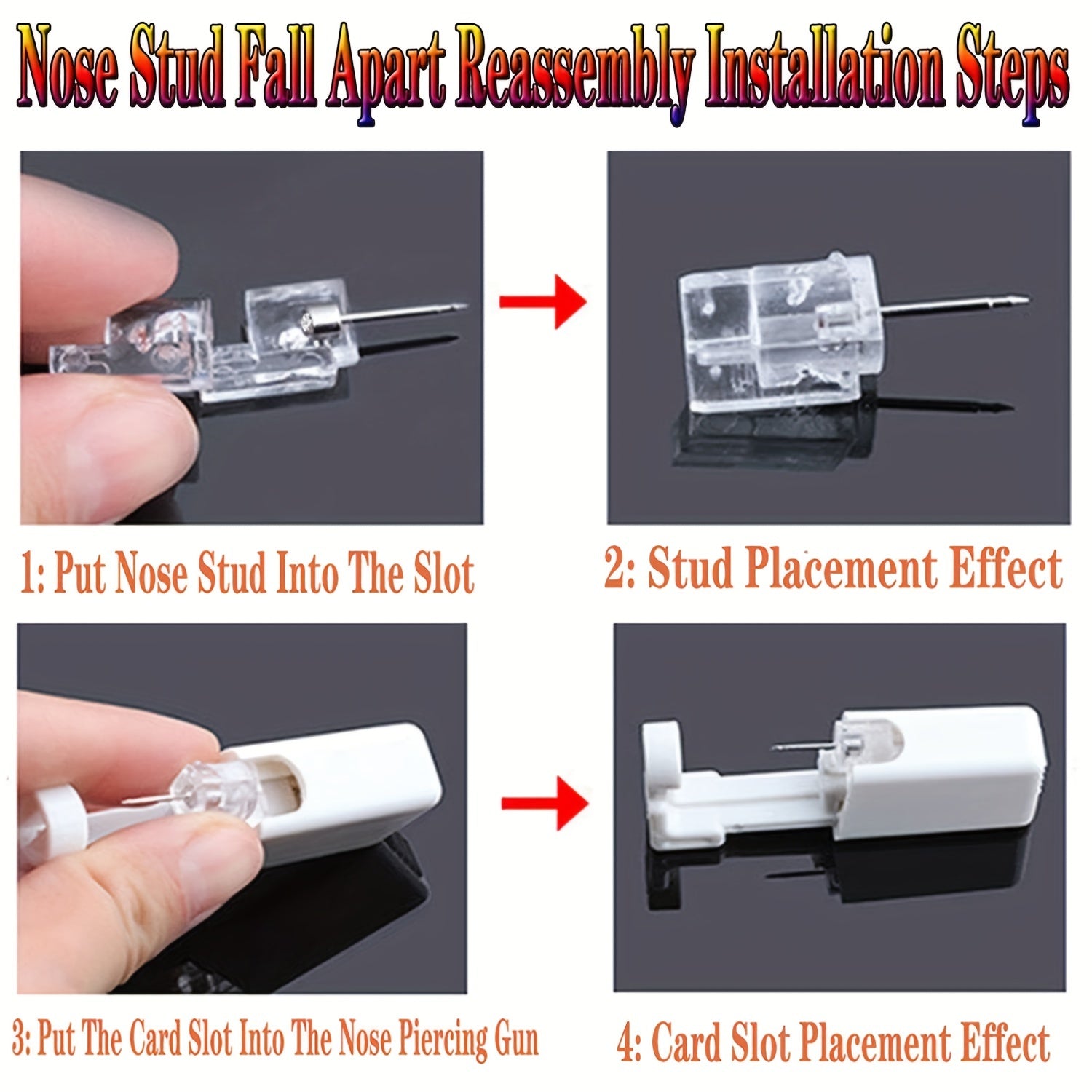11PCS Nose Piercing Gun Disposable Safety Kit w/Nose Rings Studs