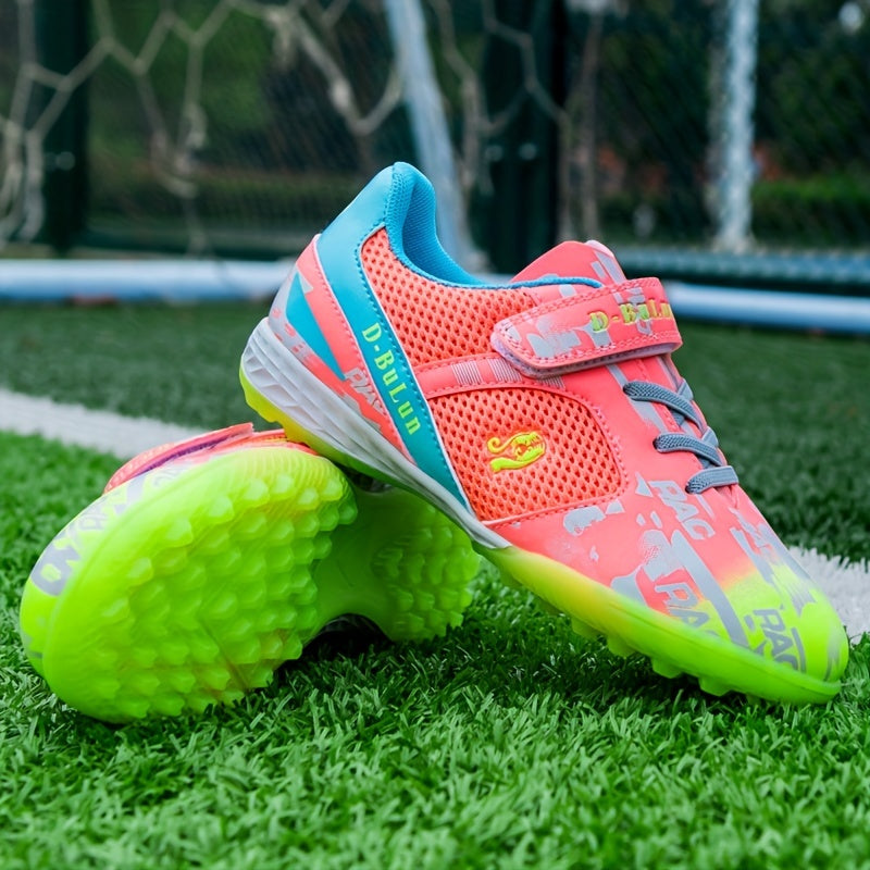 Kids Anti Skid Turf Football Boots Hook Loop Fastener Soccer Cleats