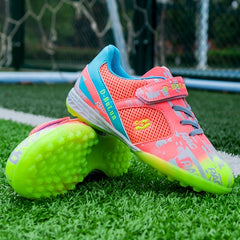 Kids Anti Skid Turf Football Boots Hook Loop Fastener Soccer Cleats