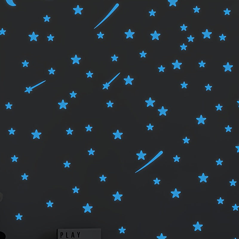 Luminous Star And Moon Stickers, 2pcs Set - Waterproof Vinyl Wall Decor