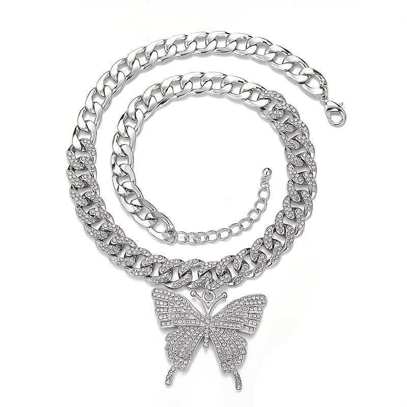 Butterfly Necklace Full Diamond Cuban Chain Necklace