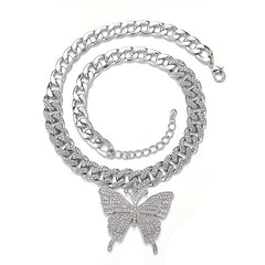 Butterfly Necklace Full Diamond Cuban Chain Necklace