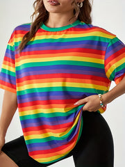  Rainbow Striped Pajama Tee