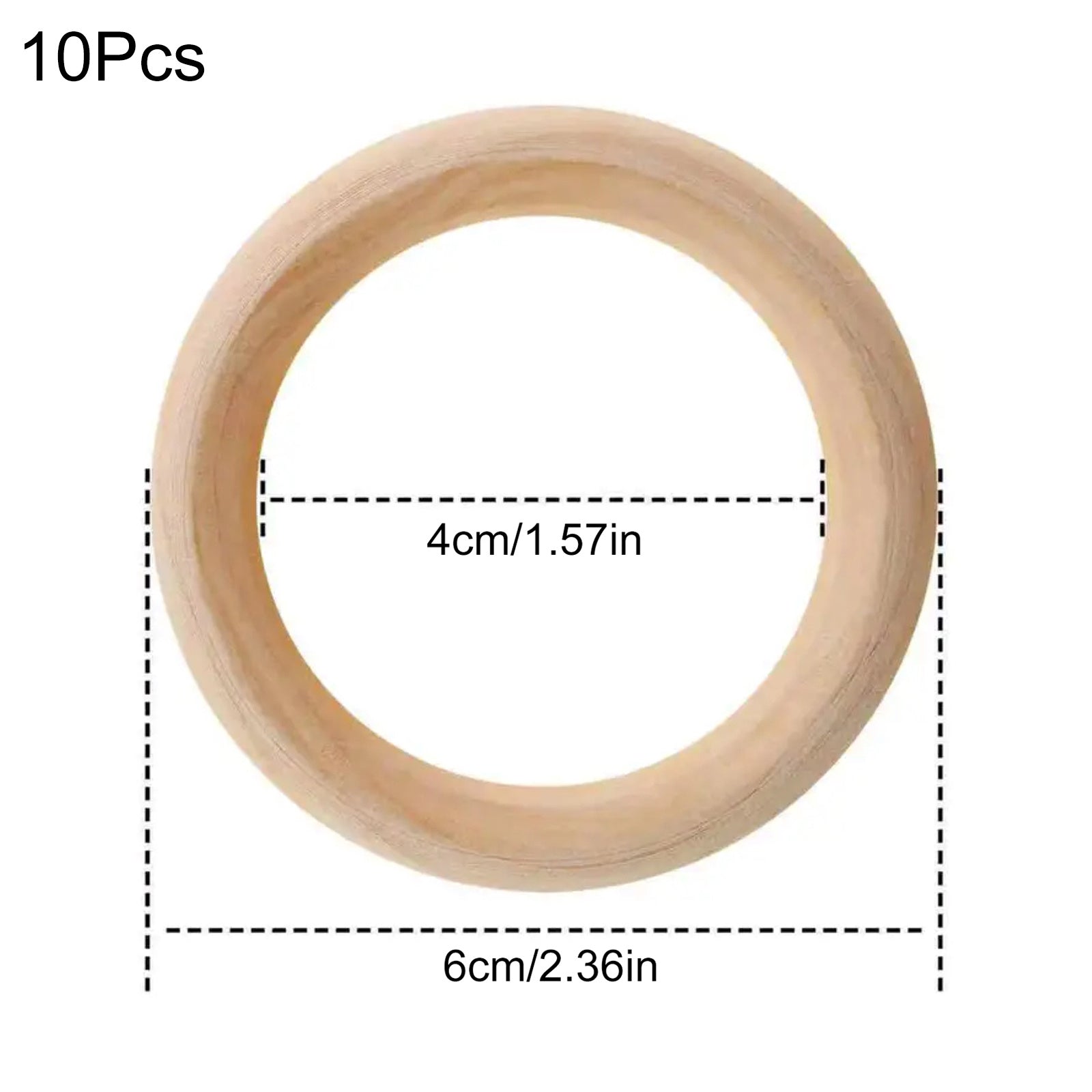 10Pcs Natural Wooden Rings for Jewelry Making DIY Accessory