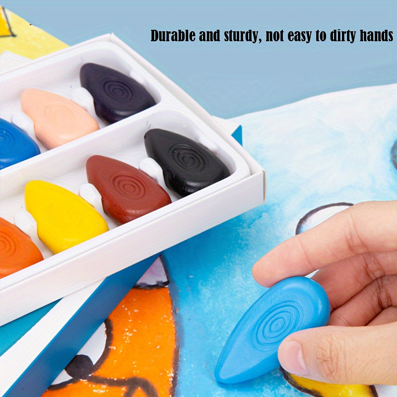 24 Colors Crayon Painting Stick Set Non-Dirty Hand Safety Student Art
