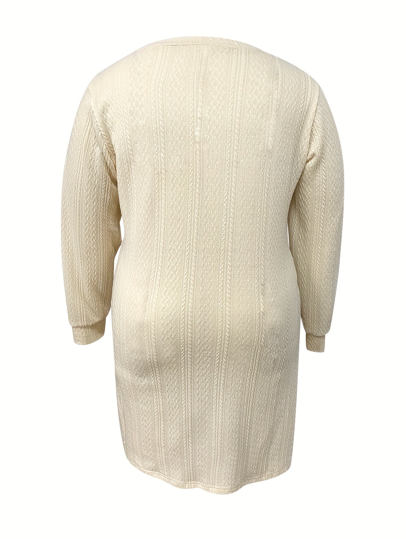  Long Sleeve V Neck Knit Dress
