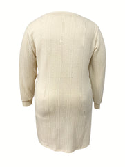  Long Sleeve V Neck Knit Dress