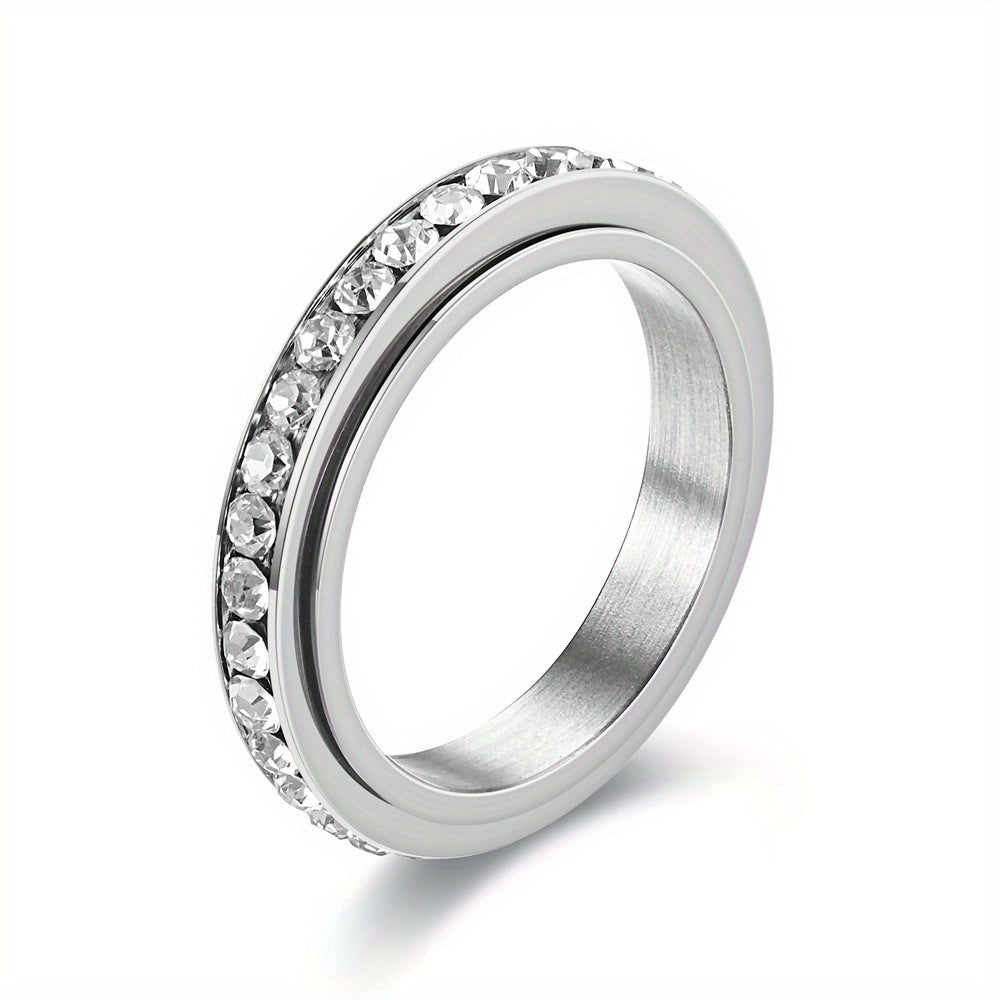 Men's Faux Diamond Ring - Stylish Silver Tone Band