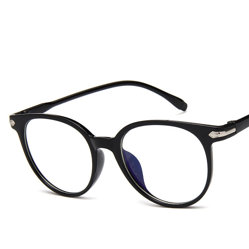 Round Frame Clear Lens Glasses Rivet Decor Eyewear